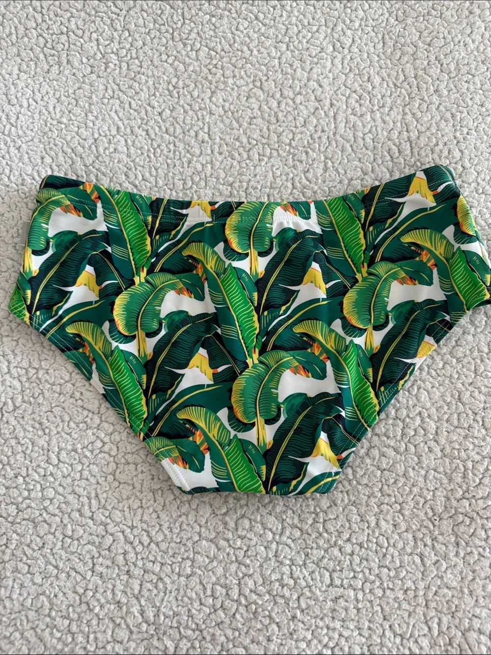 Taddlee Men's Green Tropical Leaf Swim Trunks